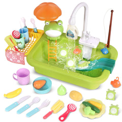 BHYDRY Play Sink with running water faucet for pretend washing and exploration.