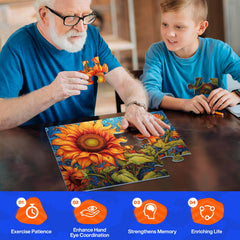 Biarek puzzle set on table with storage bags ready for use.