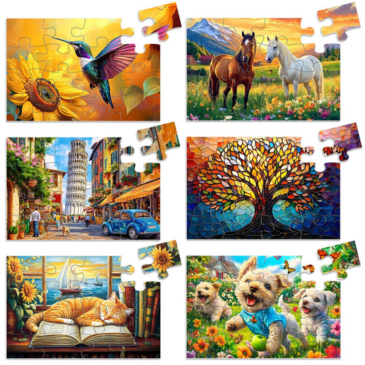 Biarek 6-pack animal collection puzzle with large pieces supports easy handling for seniors.