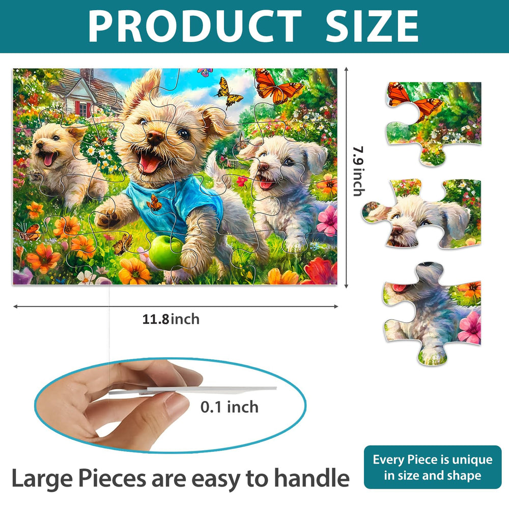 Biarek 6-pack flower garden scene puzzle with large pieces promotes focused activity.