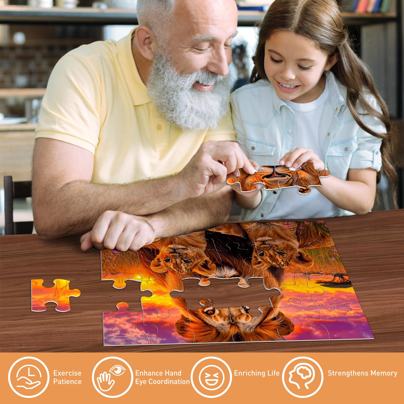 Biarek elephants-flowers puzzle features bright colors to spark interest