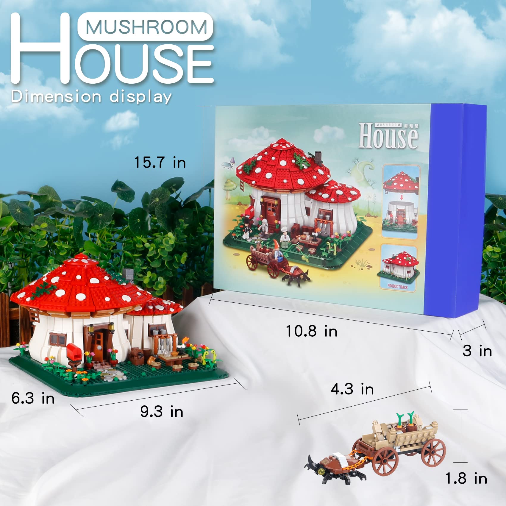 Bibilock mushroom leaves and flowers add delicate realism.
