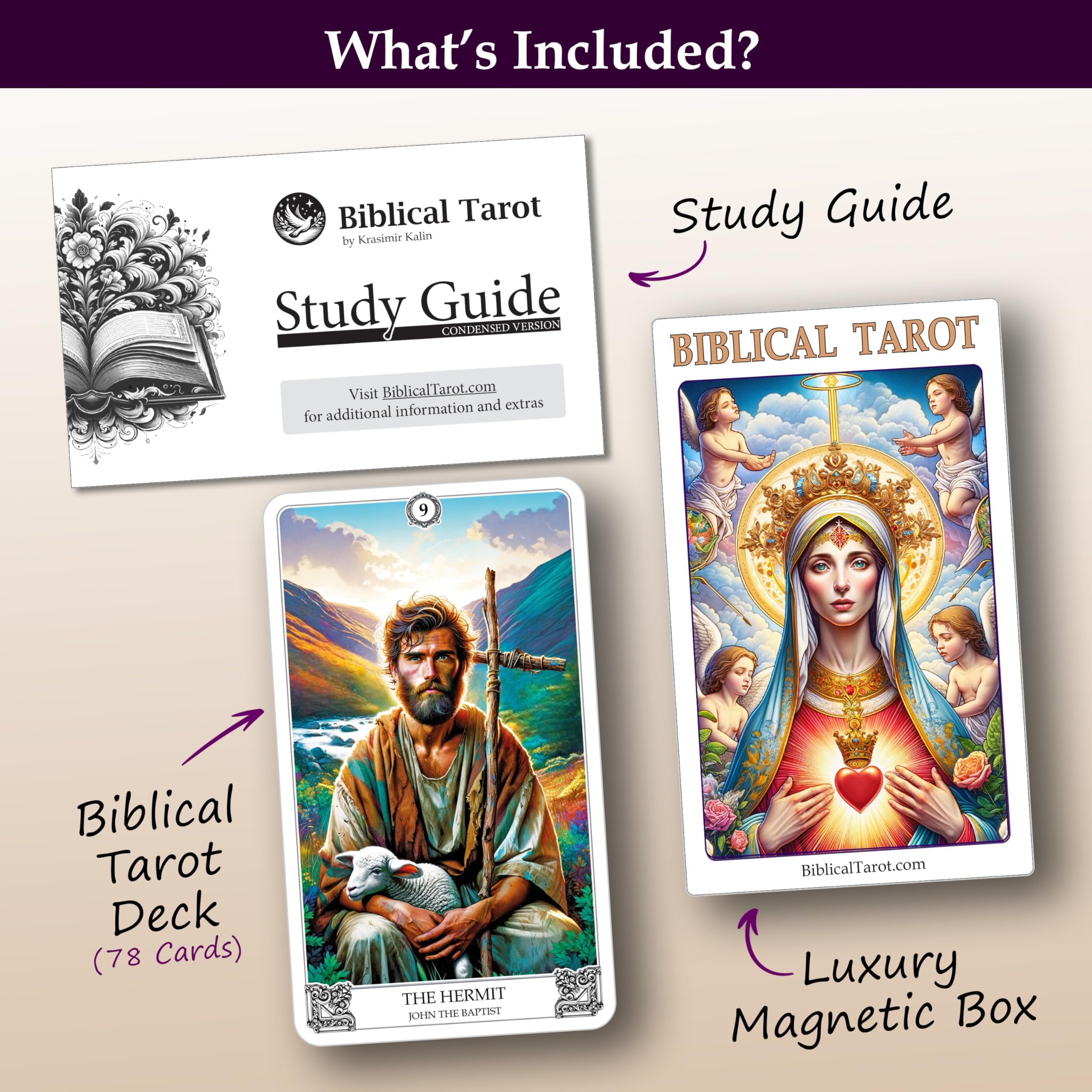 Biblical Tarot guidebook included supports beginners with clear interpretations.