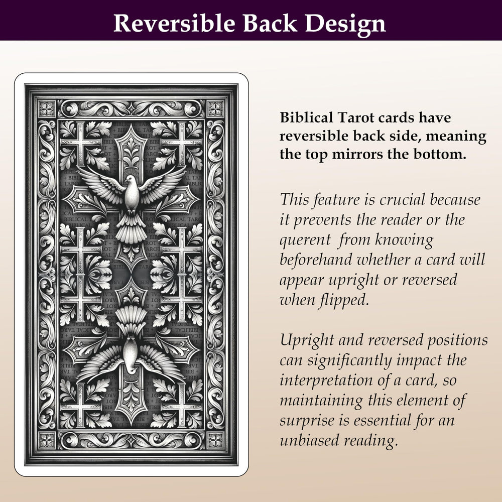 Biblical Tarot minor arcana verses reinforce reflection through scripture.