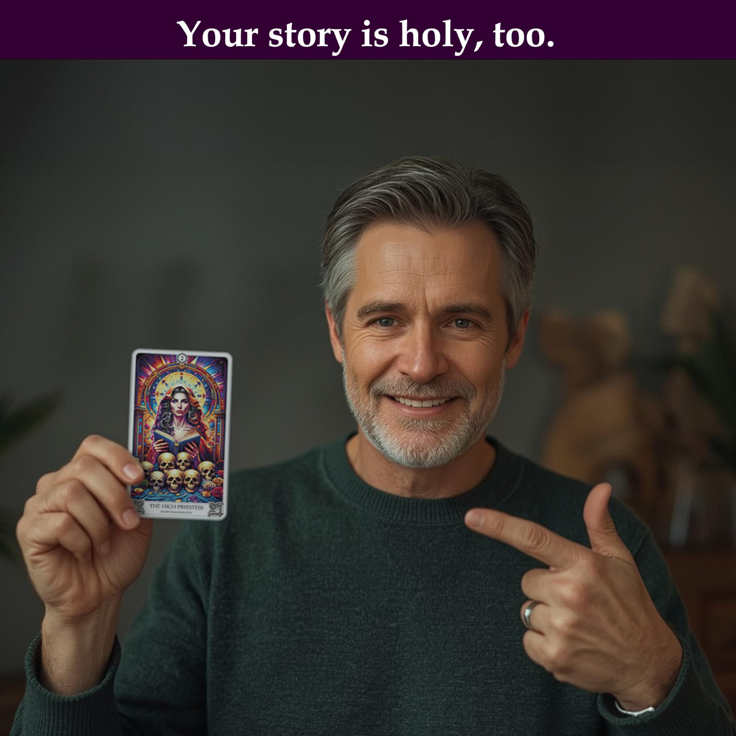 Biblical Tarot reversible backing enables flexible shuffling and display options.