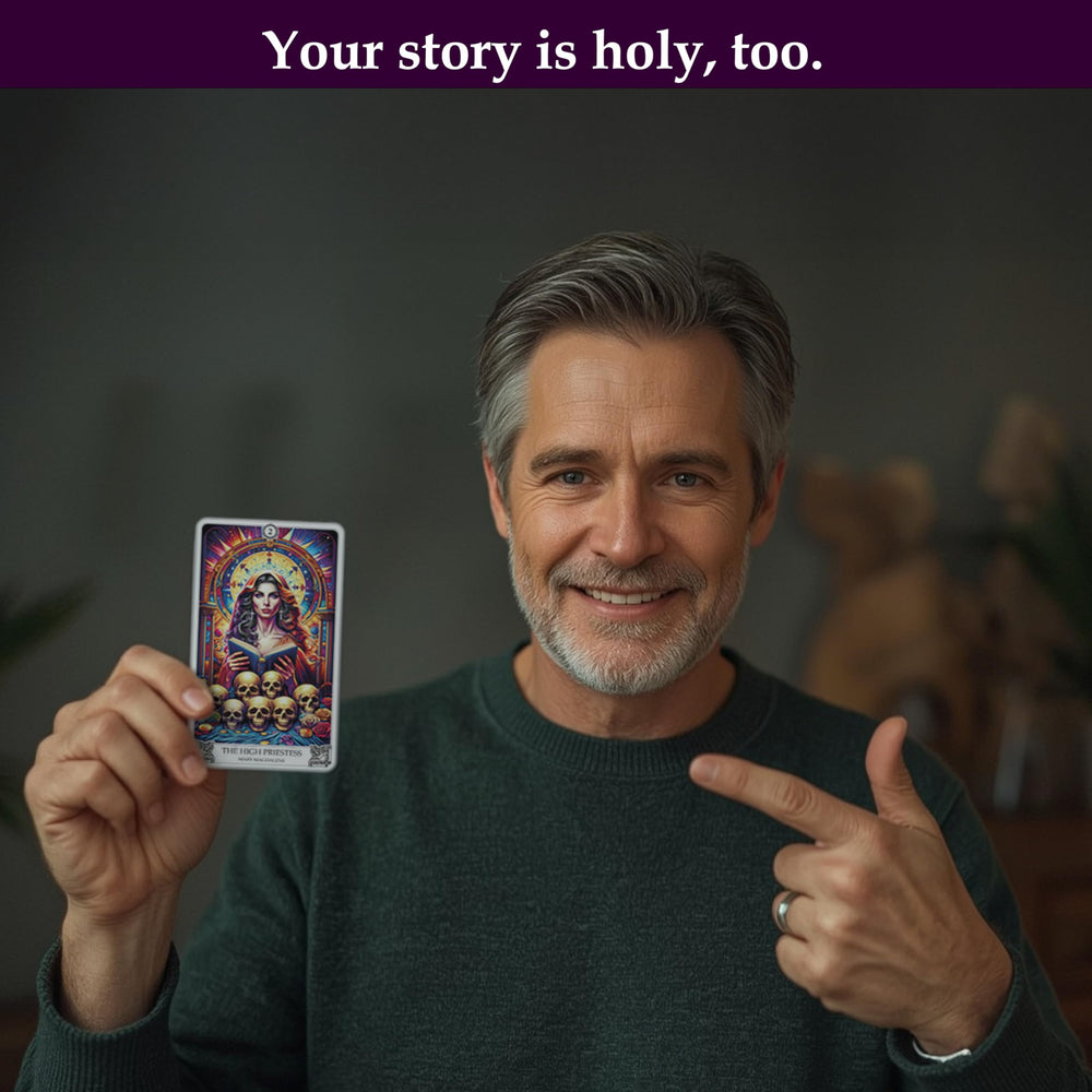 Biblical Tarot reversible backing enables flexible shuffling and display options.