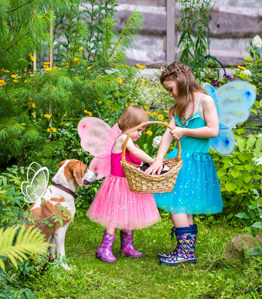 BIBUTY fairy wings with elastic straps for easy, comfy wear.