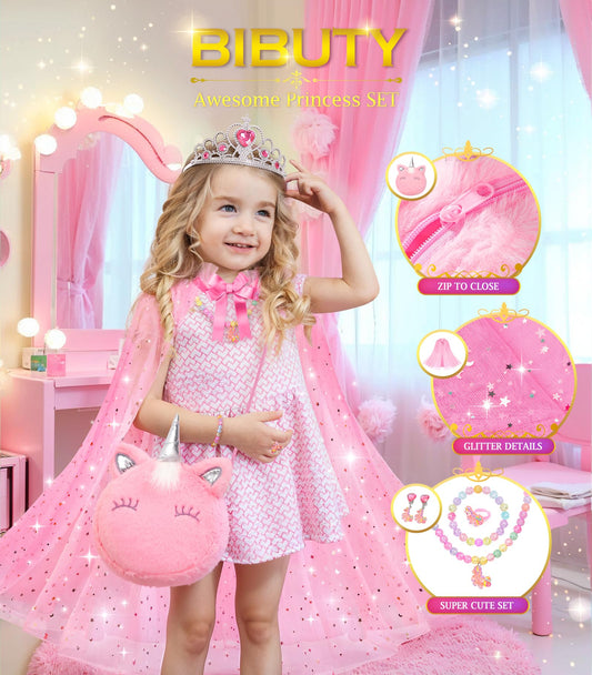 BIBUTY kids makeup kit hair styling tools enable pretend salon fun.