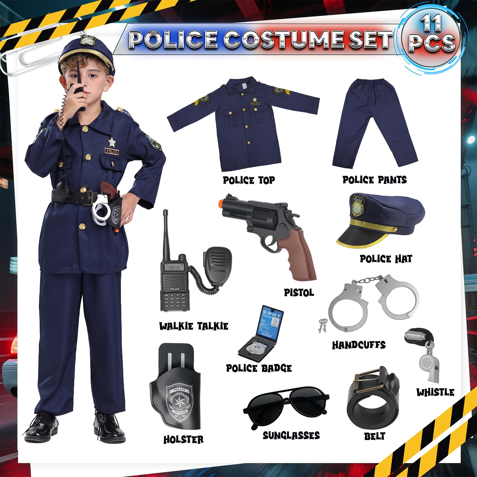 BIBUTY walkie-talkie; realistic prop enhances imaginative police play.