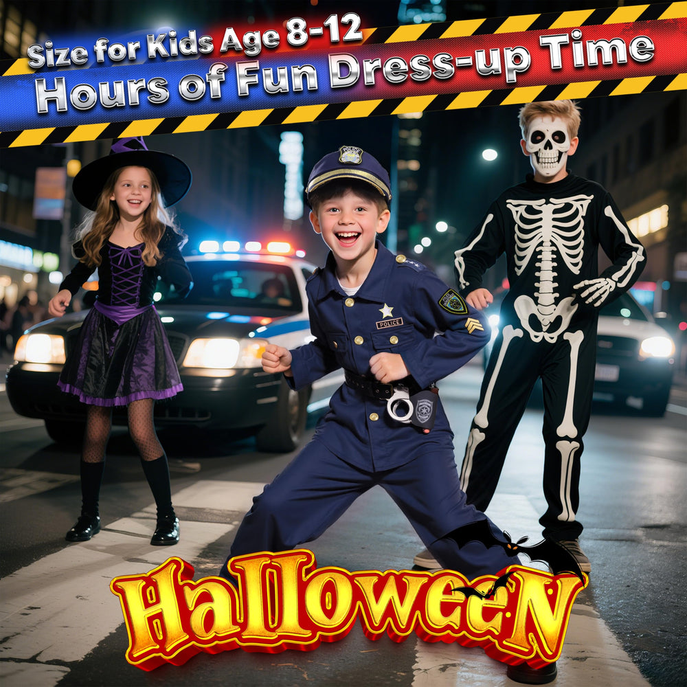 BIBUTY police officer pants; flexible fit for kids' daily dress-up adventures.
