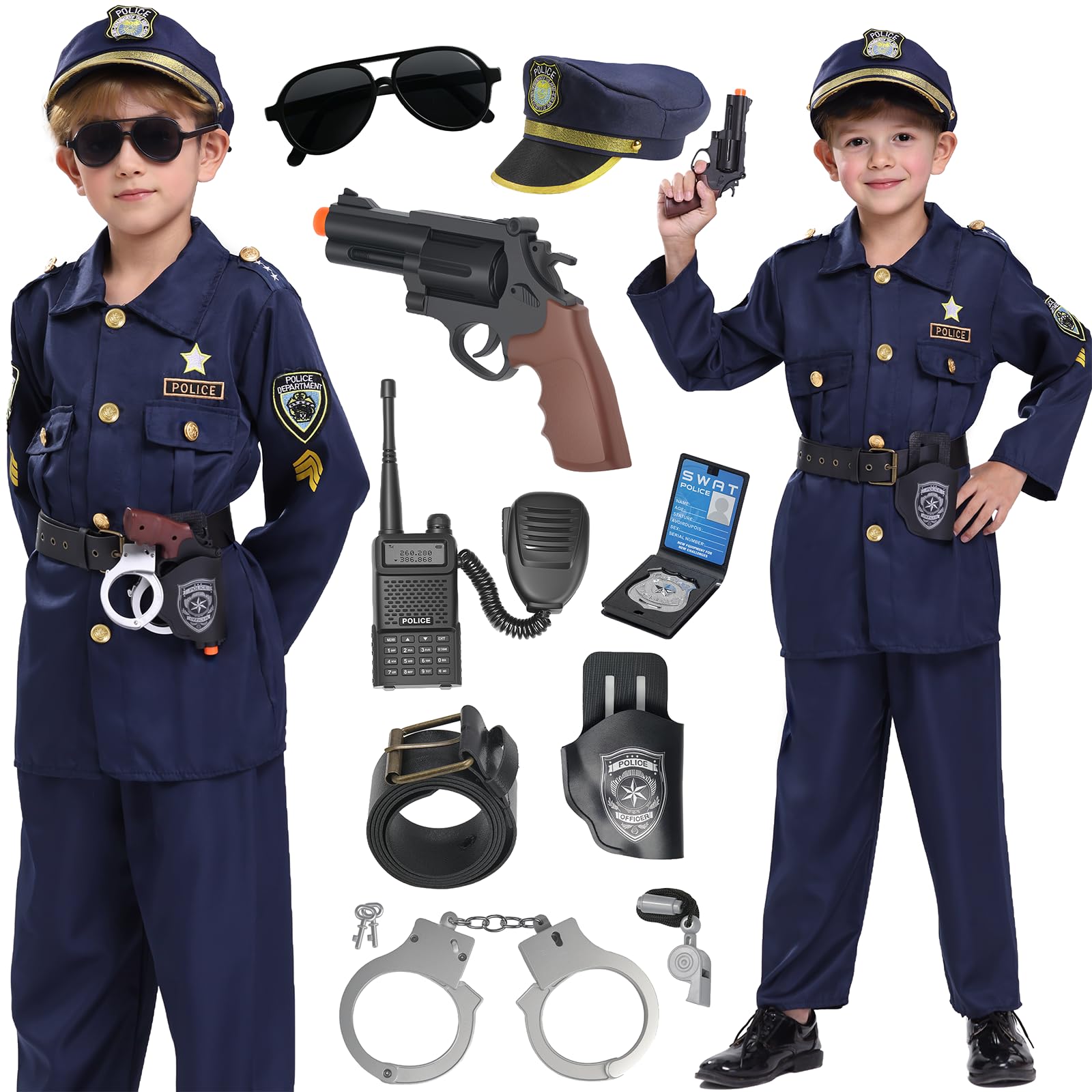 BIBUTY police officer top; durable and comfortable for active pretend play.