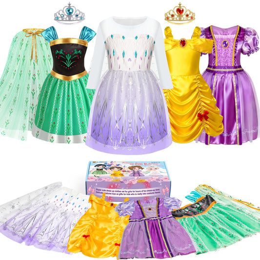 BIBUTY princess dress set with four dresses for imaginative play