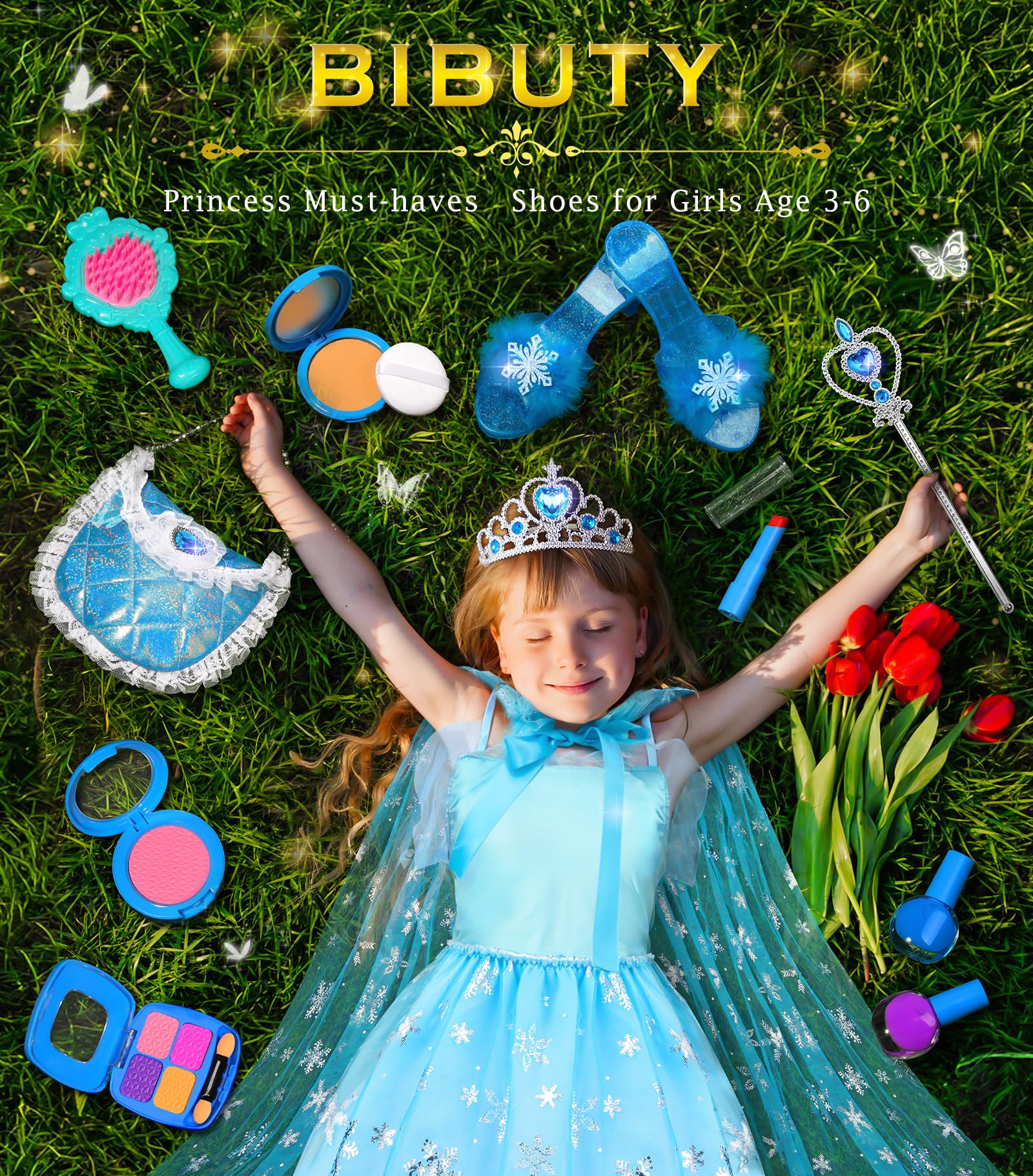BIBUTY princess dress with cape for creative pretend play