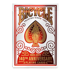 Bicycle 140th anniversary tuck case close-up showing Metalluxe foil elegance.