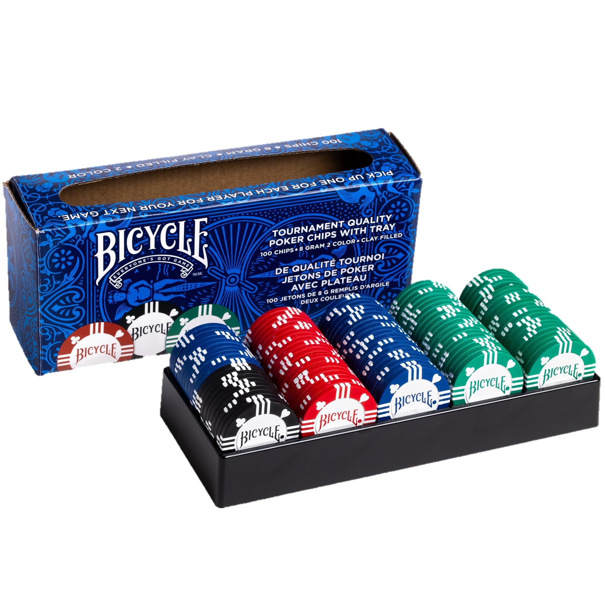 Bicycle 8G clay poker chip green with premium weight for authentic casino feel.