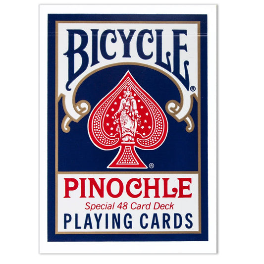 Bicycle Deluxe Pinochle red front deck designed for fast, clear reads during play