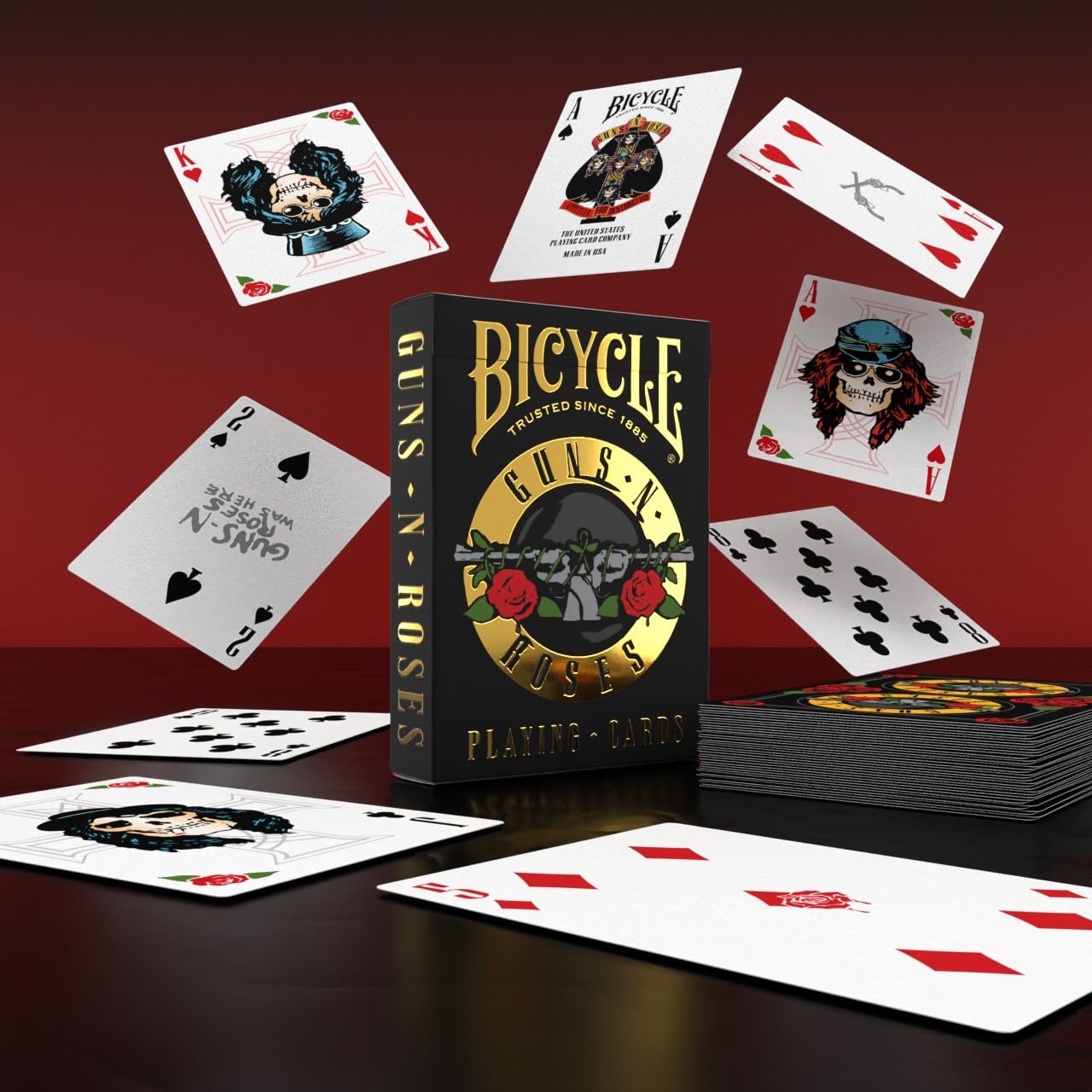 Bicycle deck held in hand showing scale and comfortable poker-size handling