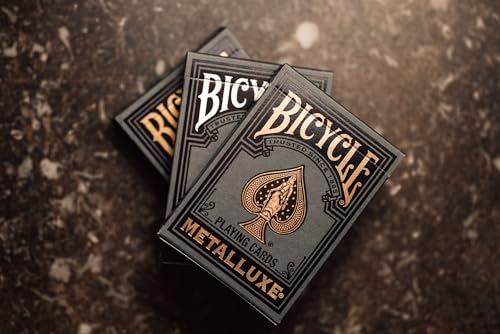 Bicycle Metalluxe black silver deck foil design with modern contrast.