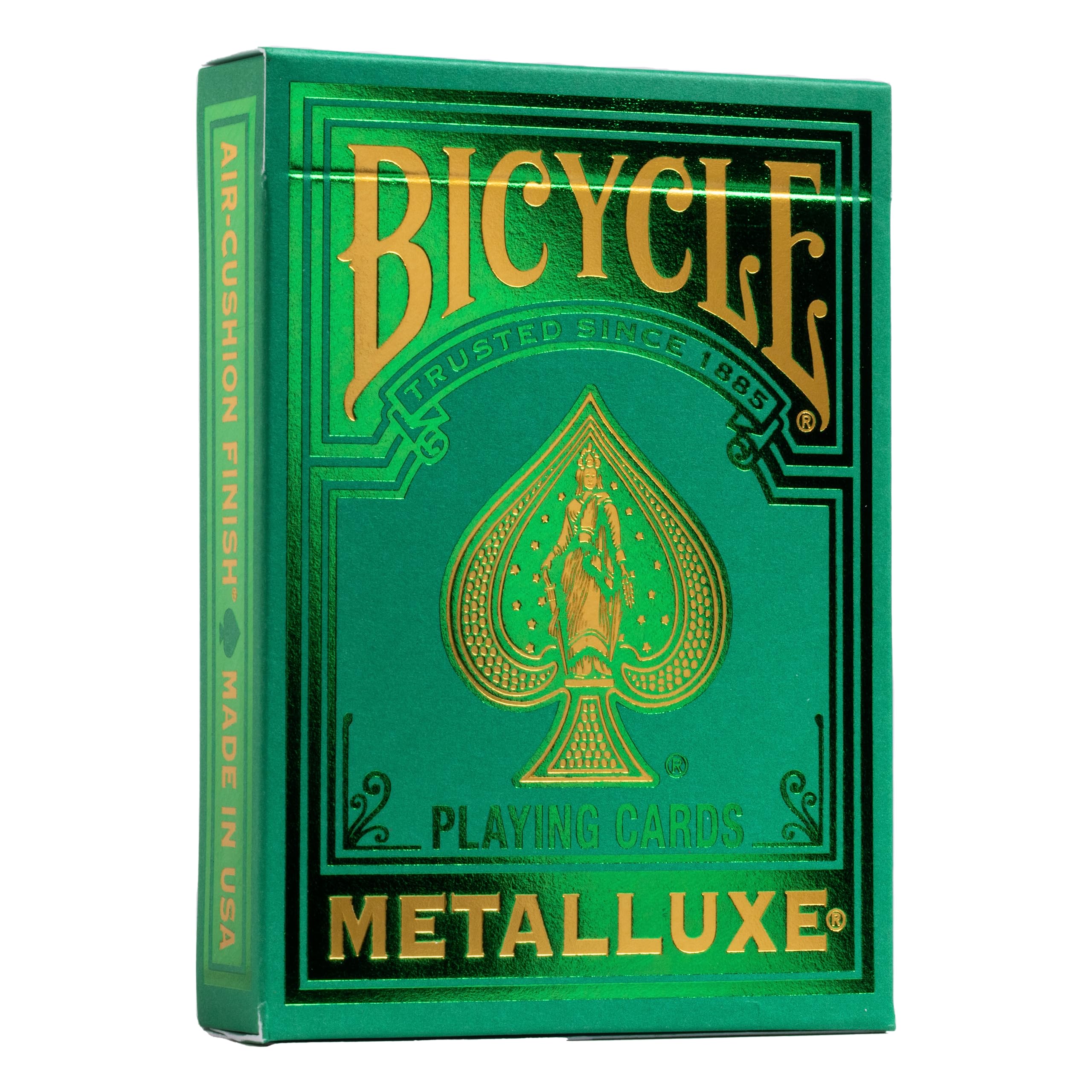 Bicycle Metalluxe green foil front for a luxurious game-night look