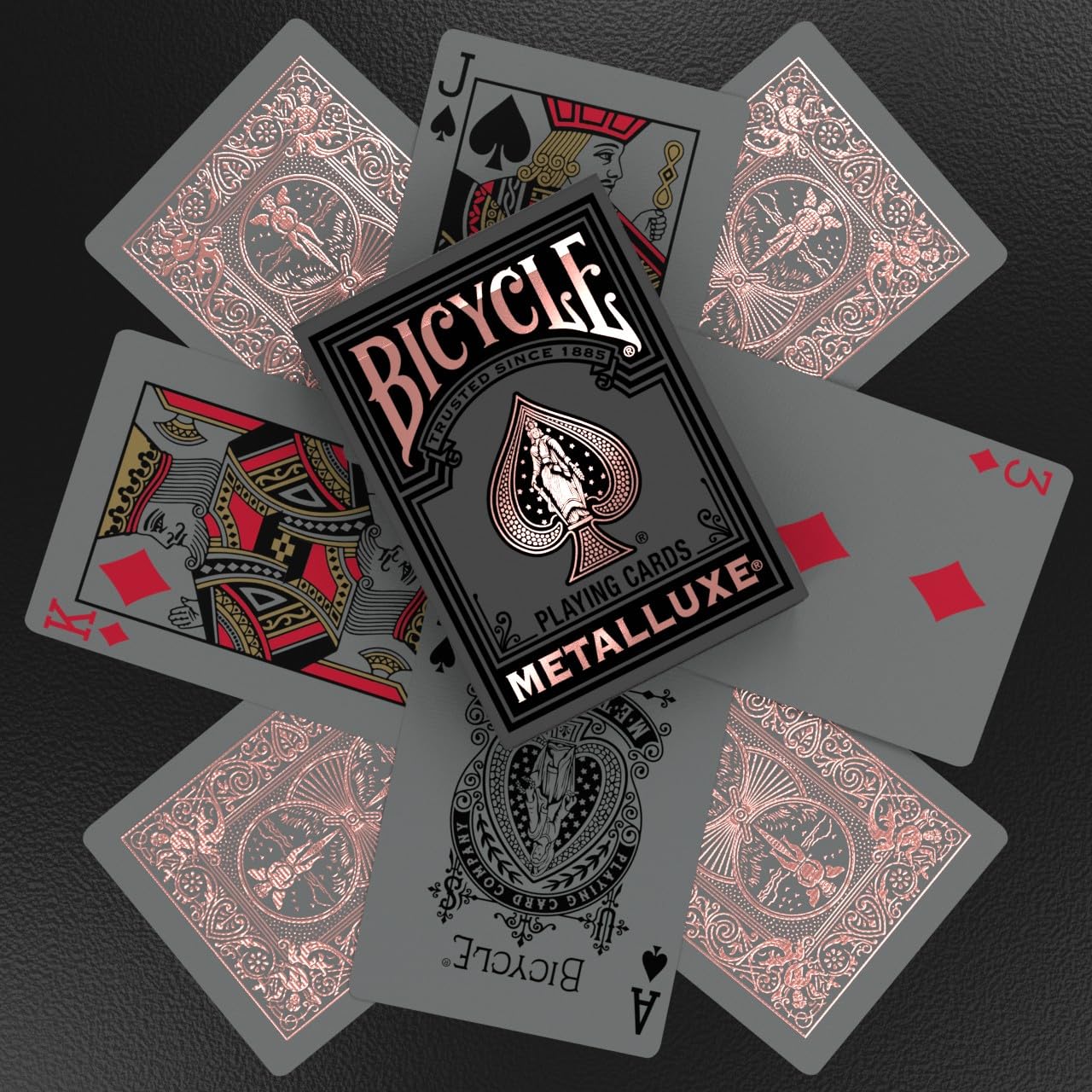 Bicycle Metalluxe three-pack presentation ideal for display.
