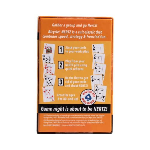 Bicycle Nertz set showing eight color-coded decks organized for competition