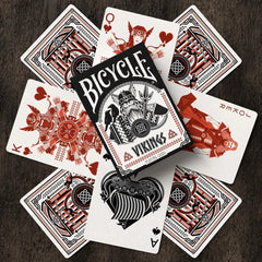 Bicycle Vikings deck card back design highlights unique Norse art.
