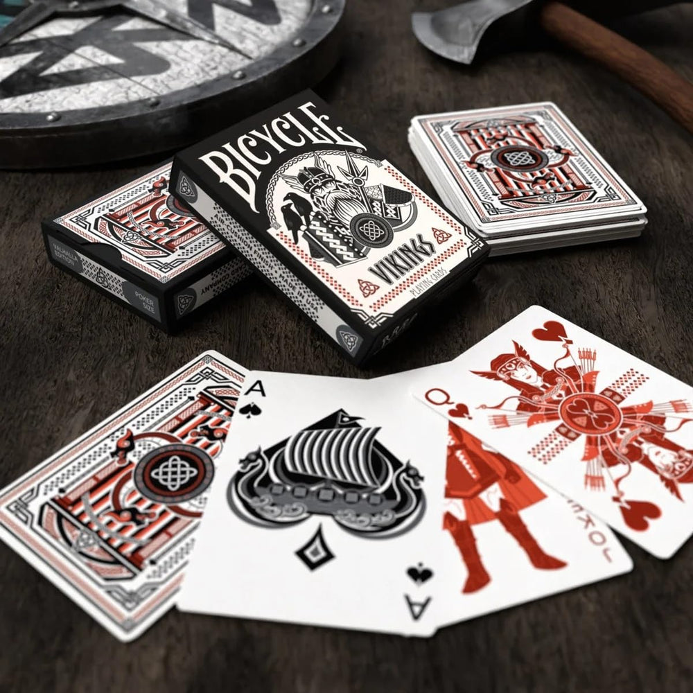 Bicycle Vikings deck Odin Thor Loki illustrations inspire immersive gameplay.