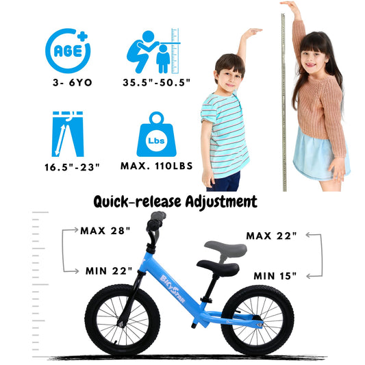 Bicystar balance bike adjustable seat highlights growth and a better fit over time.