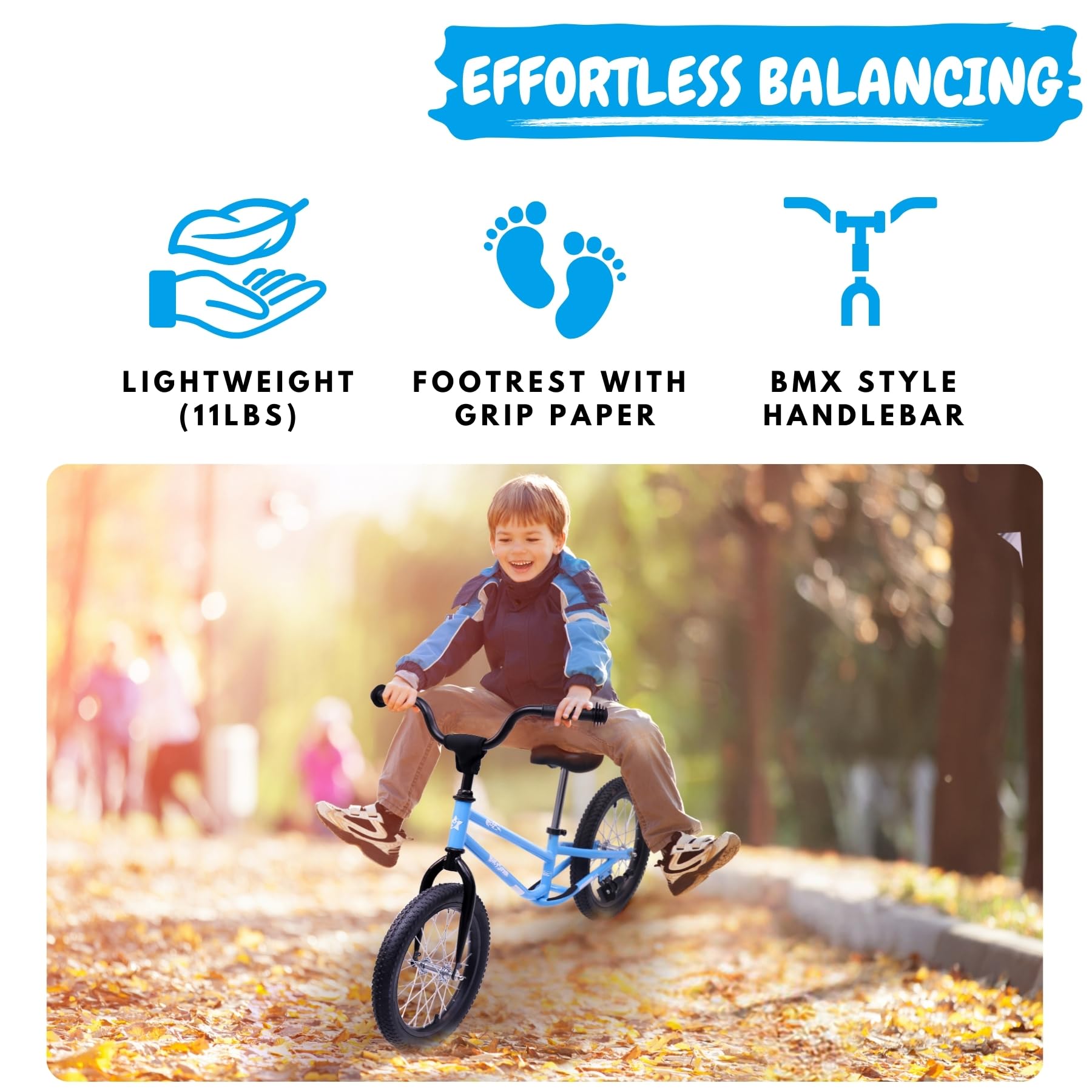 Bicystar balance bike with adjustable handlebar height for comfortable riding