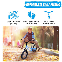 Bicystar balance bike with adjustable handlebar height for comfortable riding