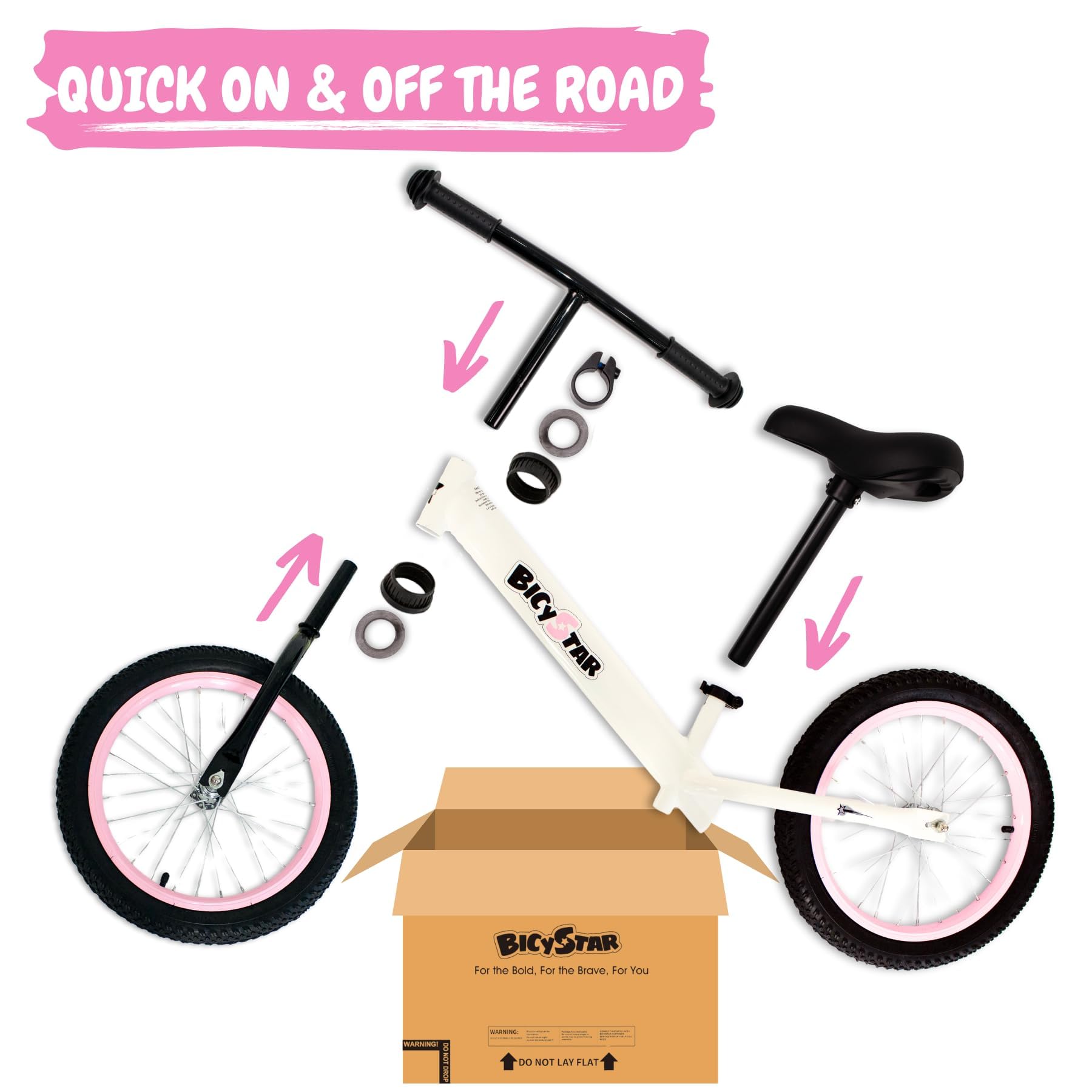Bicystar balance bike lightweight frame eases handling and learning.