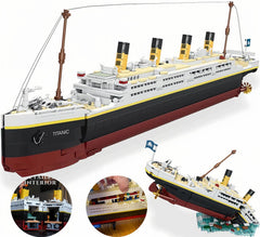 BIDIUTOY Titanic model kit assembly stage with detailed blocks for hands-on STEM learning
