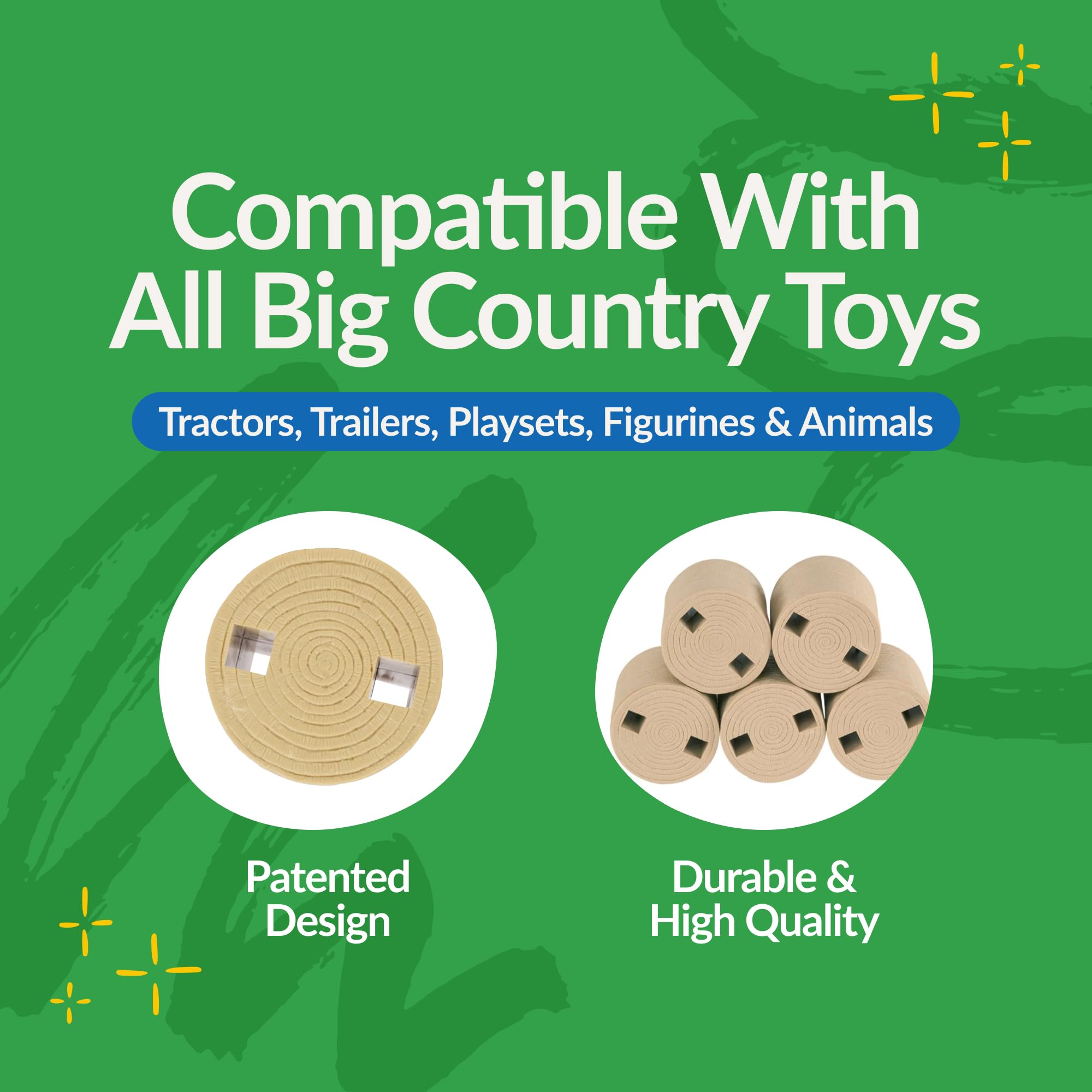 Big Country Toys durable plastic bales withstand hours of play.