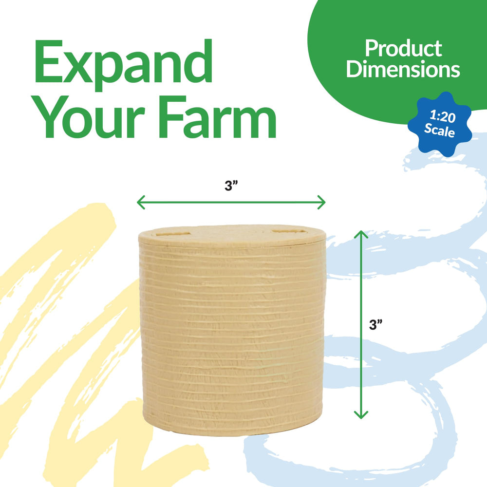 Big Country Toys hay bales with holes for fork attachment interaction.