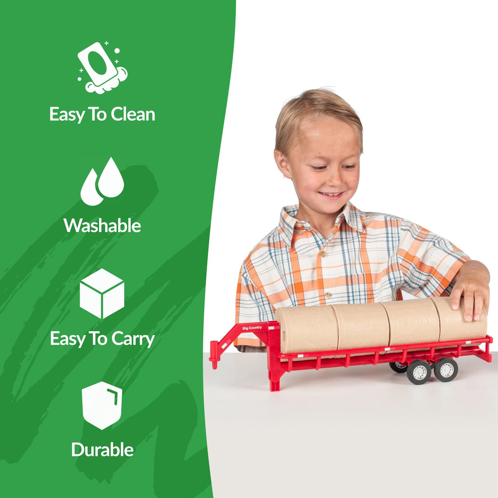 Big Country Toys hay trailer close-up highlights durable construction for long-lasting use.