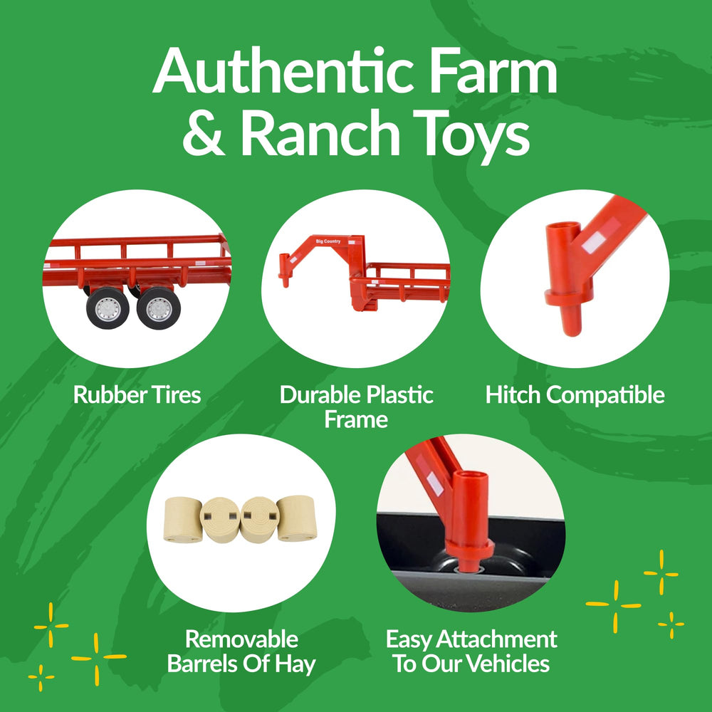 Big Country Toys hay trailer expands farm sets for creative play scenarios.