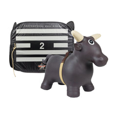 Big Country Toys Lil’ Bucker Bull front view with realistic head for authentic rodeo play.