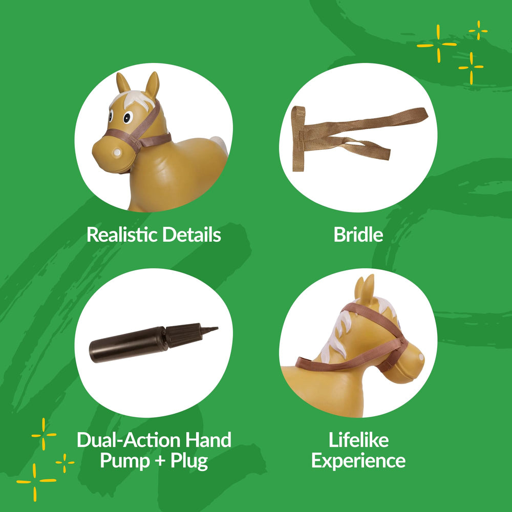 Big Country Toys Lil’ Bucker Horse inflatable pump included for easy setup.