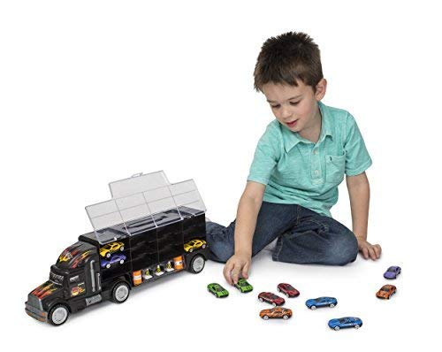 Big Daddy collection inside view promotes tidy toy storage during travel.