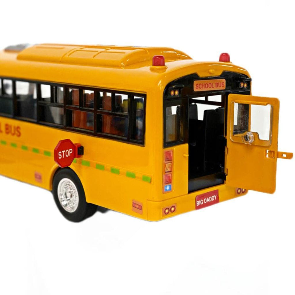 Big Daddy Huge Yellow School Bus plays familiar tunes and sounds during adventures.