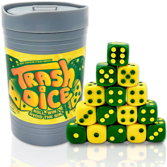 Big Discoveries Trash Dice with lid doubles as a compact dice tray.