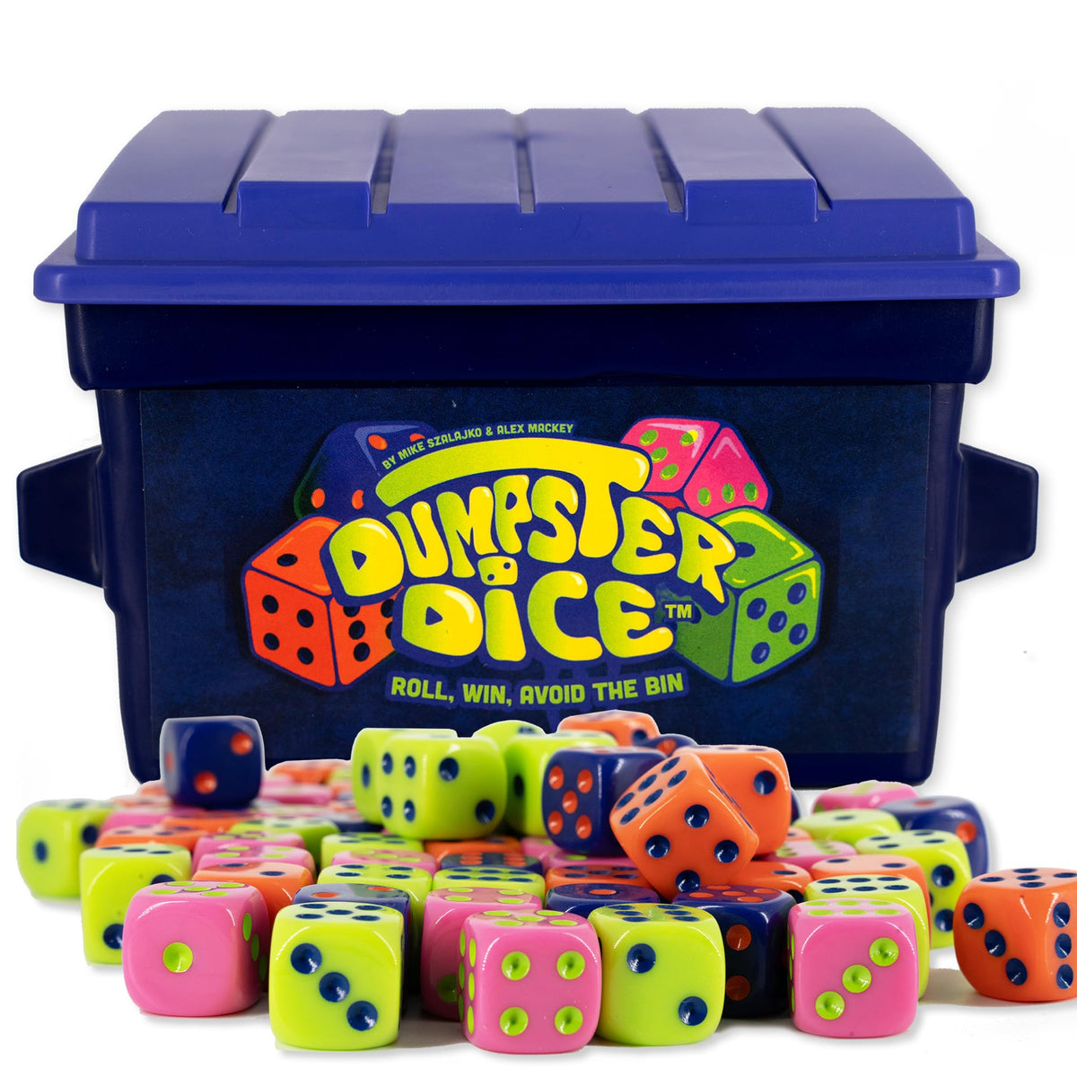 Big Discoveries Dumpster Dice game board with removable lid for quick setup.