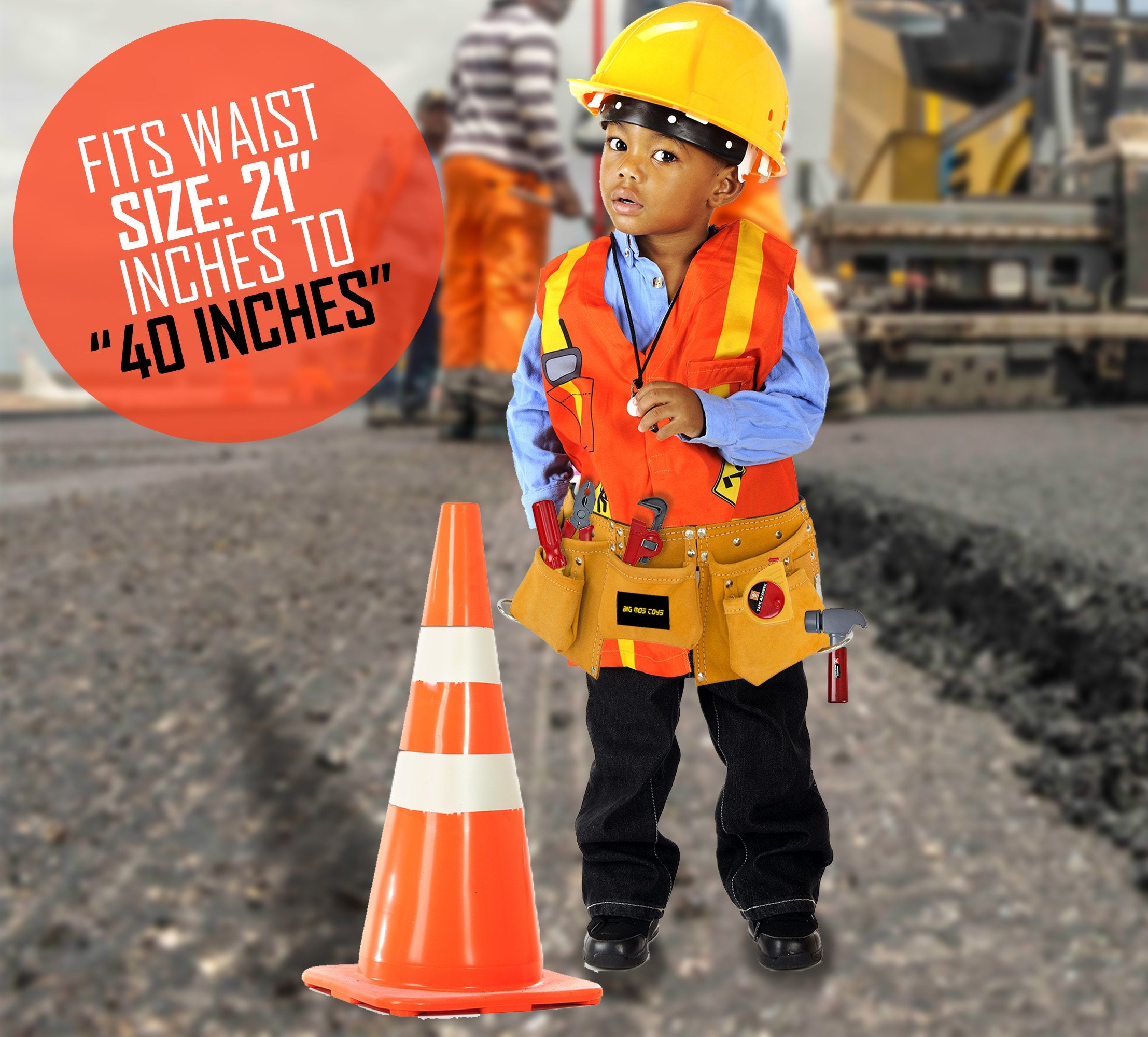 Big Mo's Toys tape pocket keeps measuring tools accessible during tasks.