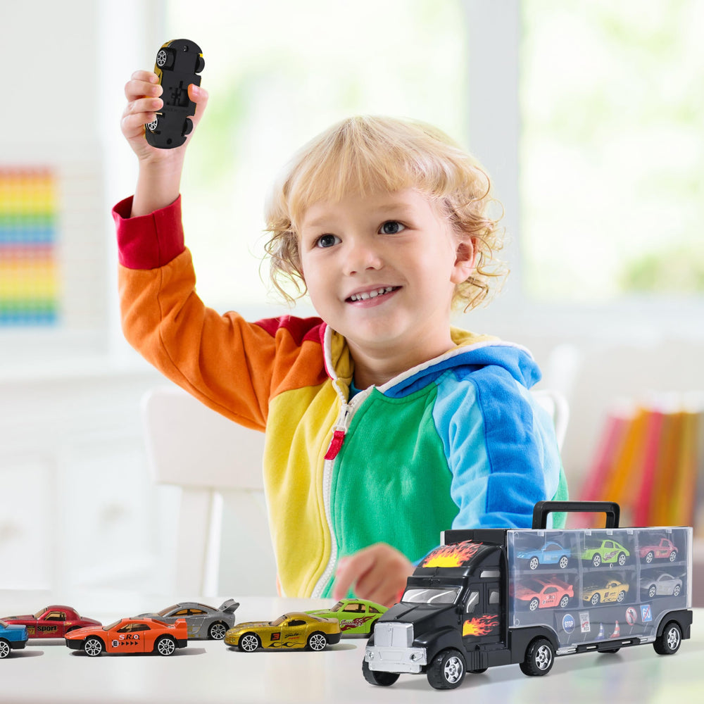 Big Mo's Toys transparent cover keeps cars organized and visible.