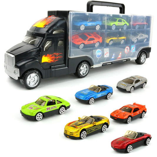 Big Mo's Toys transport car carrier truck with cars for travel play.