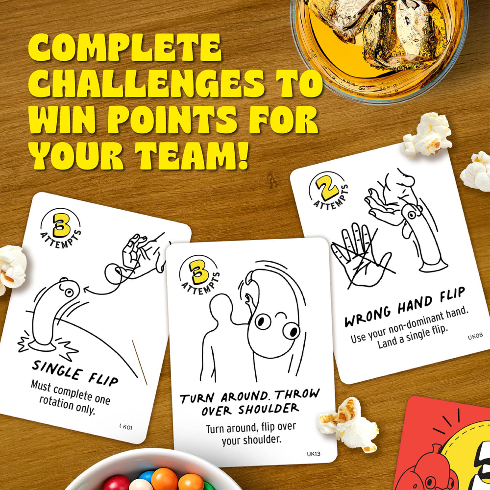 Big Potato Chicken vs Hotdog table-top stunt demonstrates quick setup for group play.