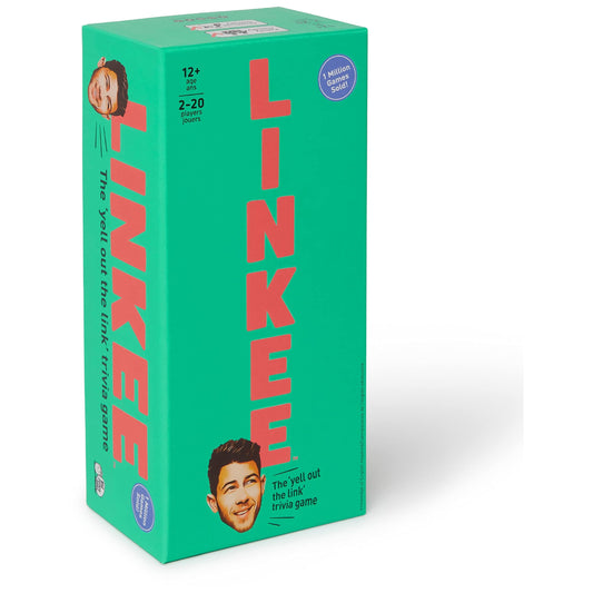 Big Potato Linkee Nick Jonas Edition box front energizes family game night.
