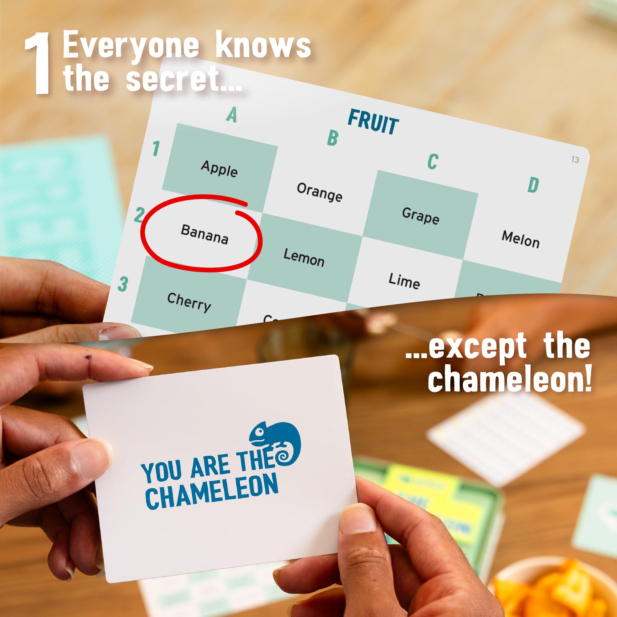 Big Potato The Chameleon Travel clue cards help players craft hints and avoid obvious slips.