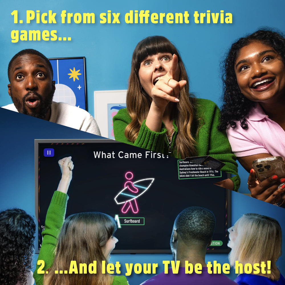 Big Potato Trivia Night Live blends board game vibes with a TV quiz show look and feel.