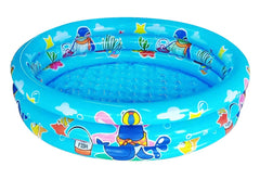 Big Summer 3 Rings Kiddie Pool blue exterior view, spacious 48-inch pool for toddlers' summer fun.